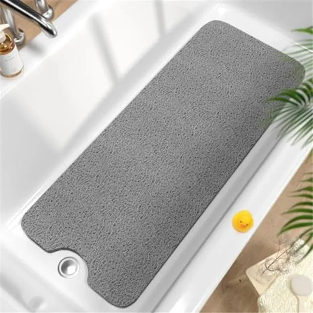 Non Slip Bathtub Mat Extra Long Bath Mat Shower Floor Mat Quick Drying Grey
